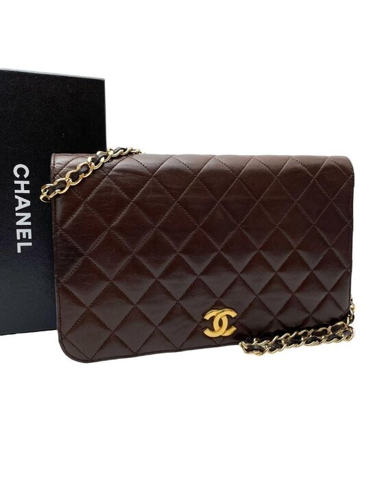 Chanel Handbags - Chanel Quilted Lambskin Chain Shoulder Bag Flap Brown